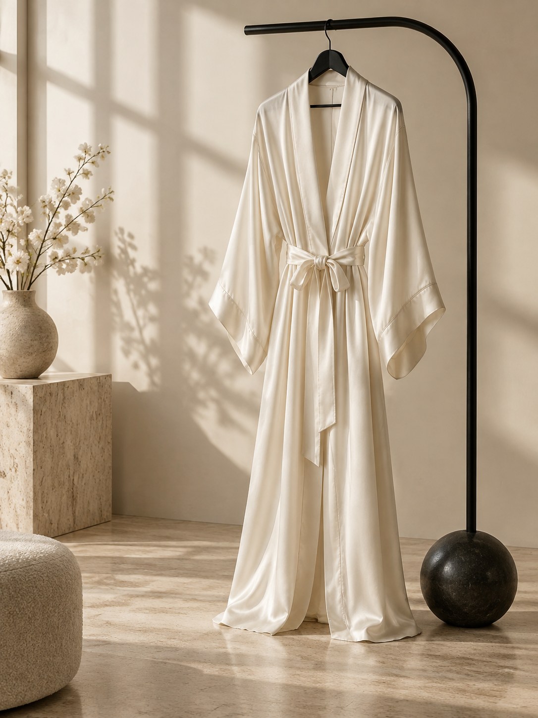 Illustrative silk robe studio still life, no person